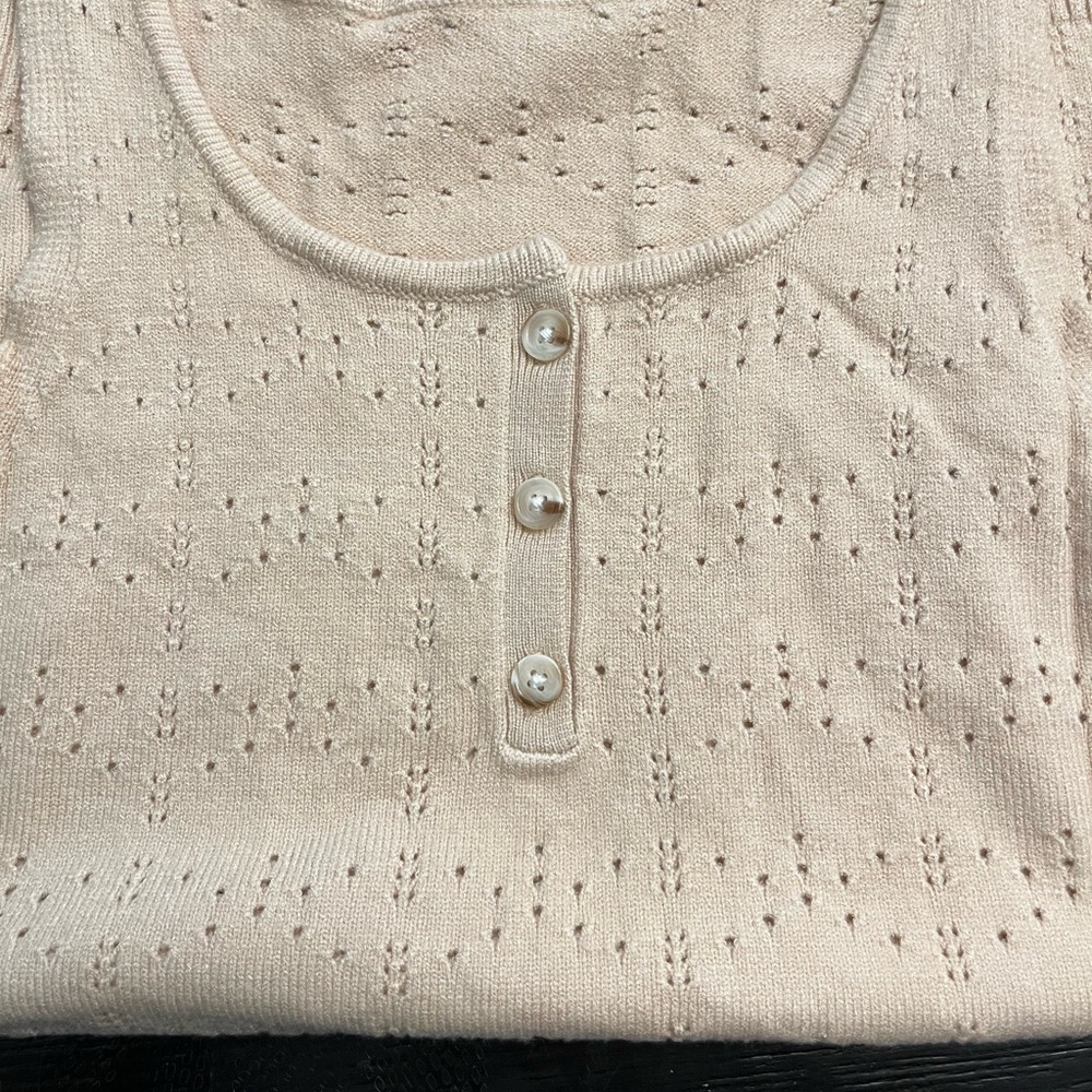 Small - Tank Tops Summer Scoopneck Sleeveless Eyelet Henley Shirts Cute Button - Picture 6 of 6